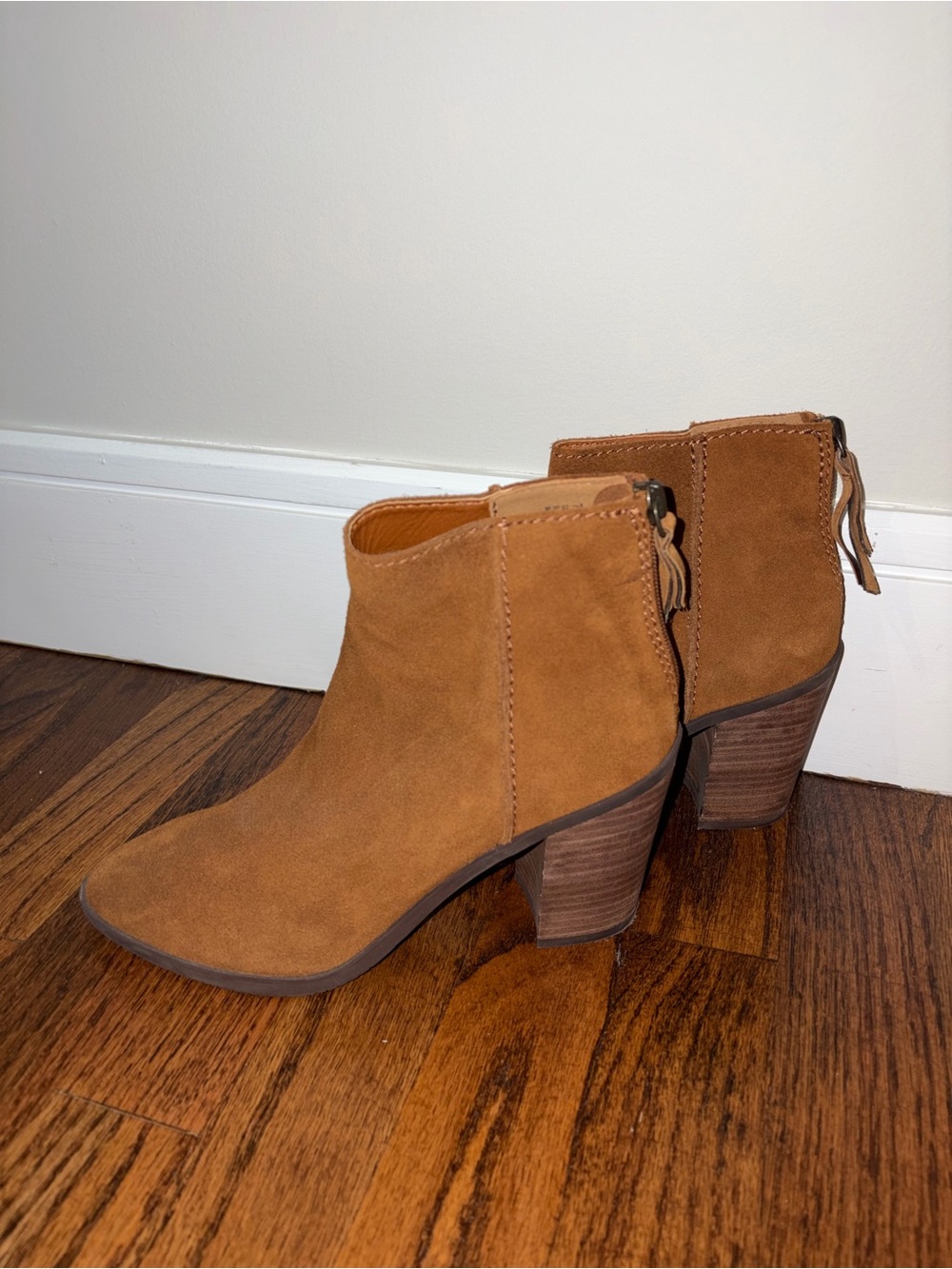 Nordstrom Suede Chestnut Ankle Booties with Block Heel